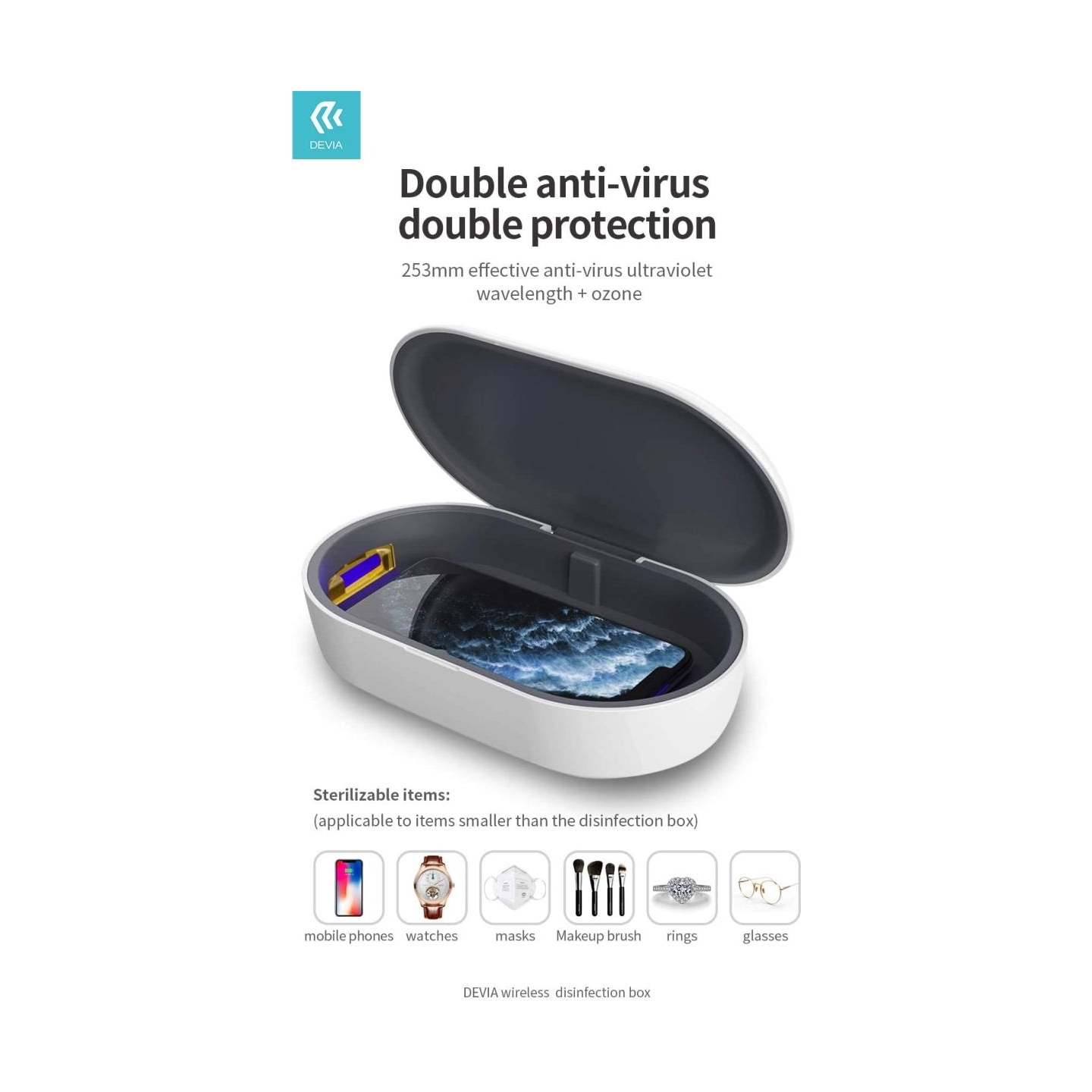 Devia Wireless Charging Disinfection box white