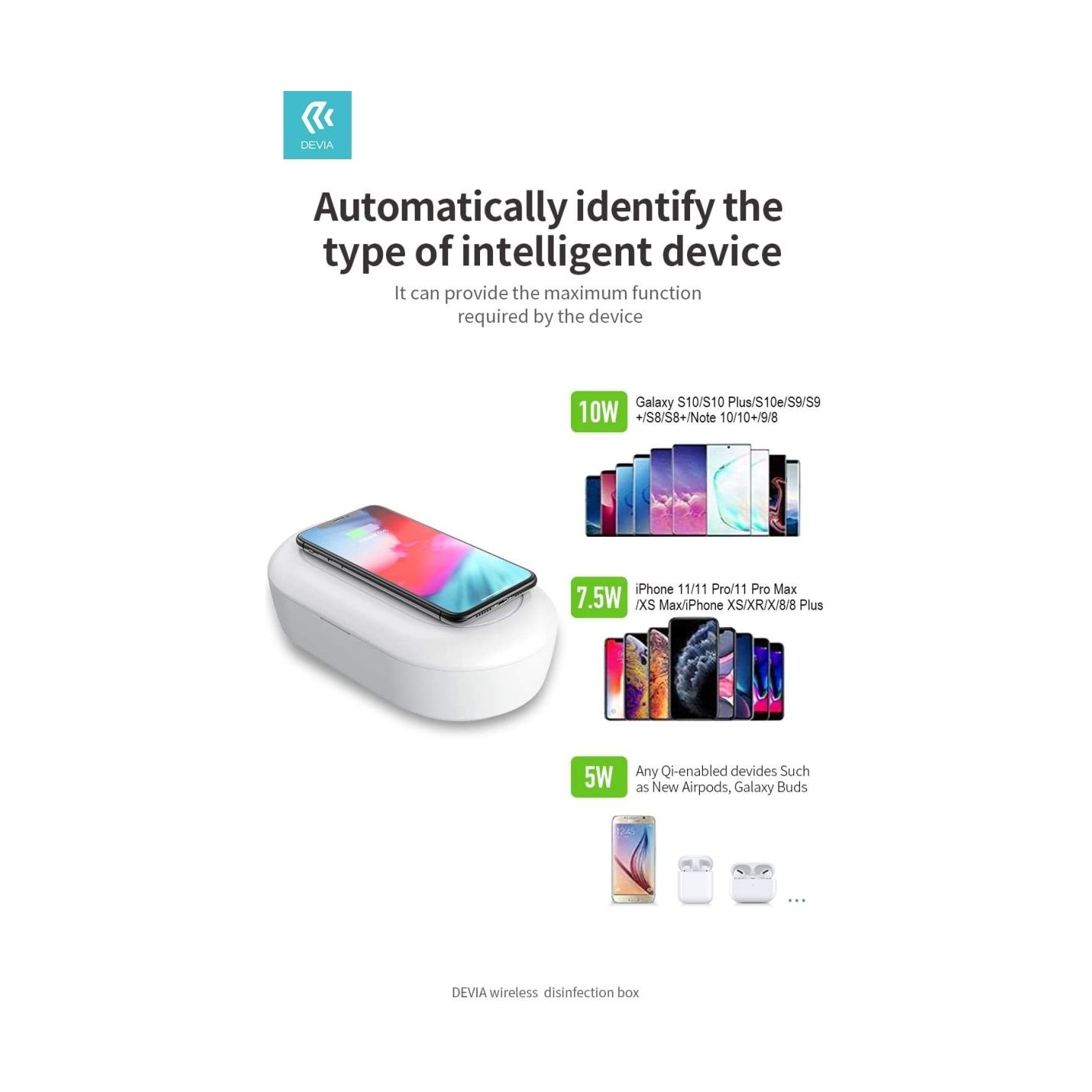 Devia Wireless Charging Disinfection box white
