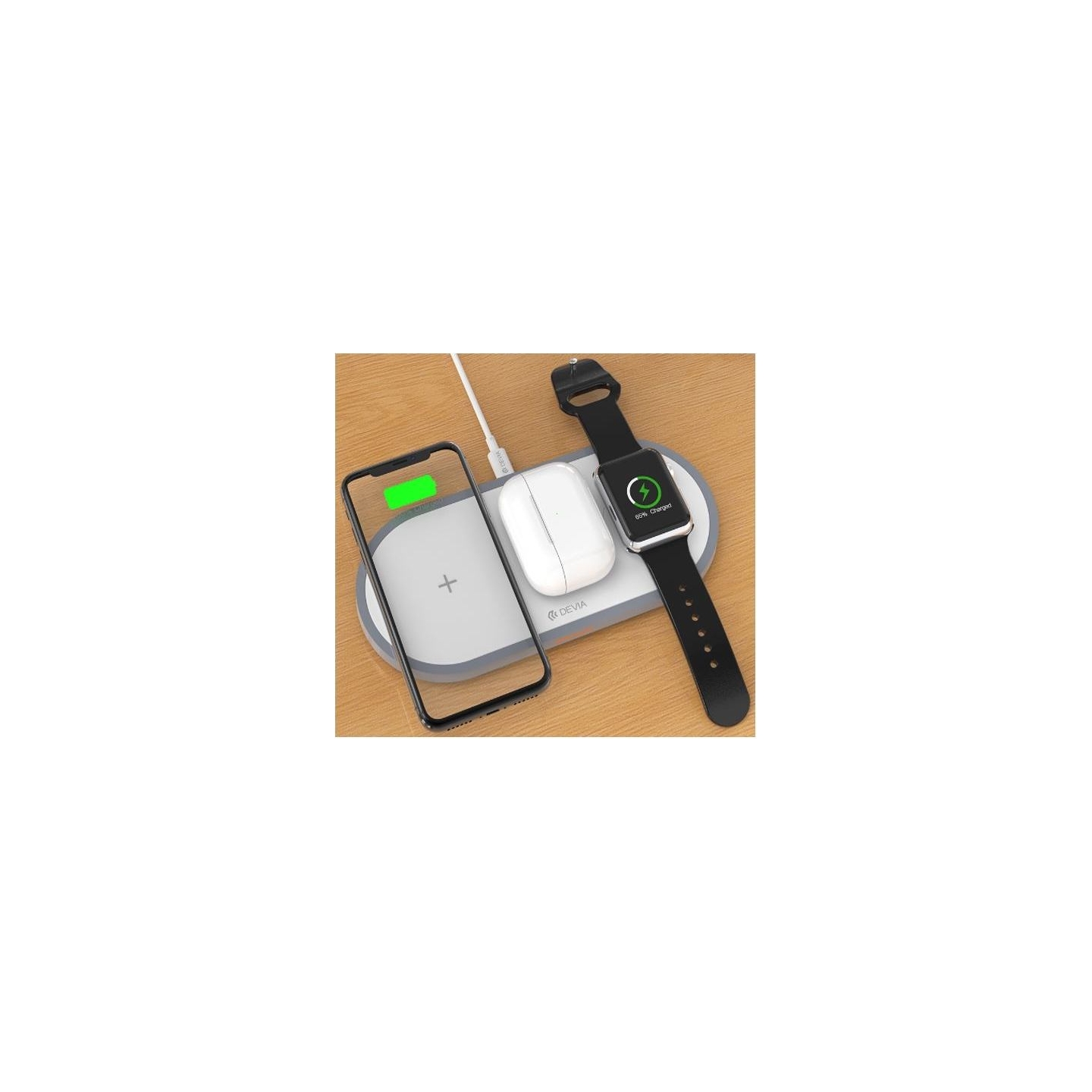 Devia 3In1 Charger for smart phone & Applewatch & Earphone V4 (10W) white