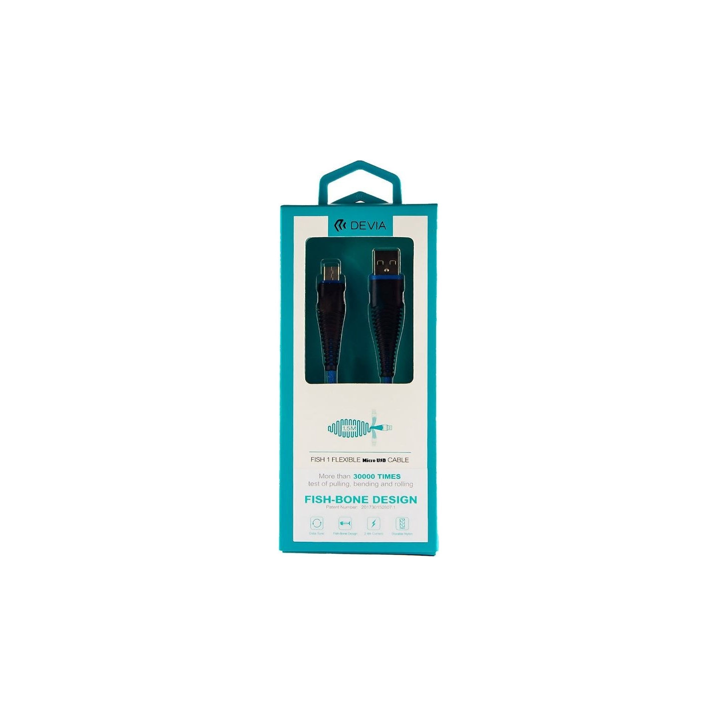 Devia Fish 1 Series Cable for Micro USB (5V 2.4A,1.5M) blue