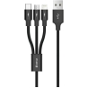 Devia Kintone Series 3In1 Tube, USB to Lightning, MicroUSB, Type-C, 1,2m, Black