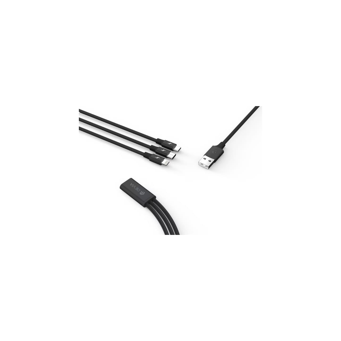 Devia Kintone Series 3In1 Tube, USB to Lightning, MicroUSB, Type-C, 1,2m, Black