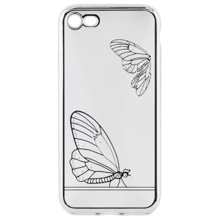 Tellur Cover Silicone for iPhone 7 Butterfly silver
