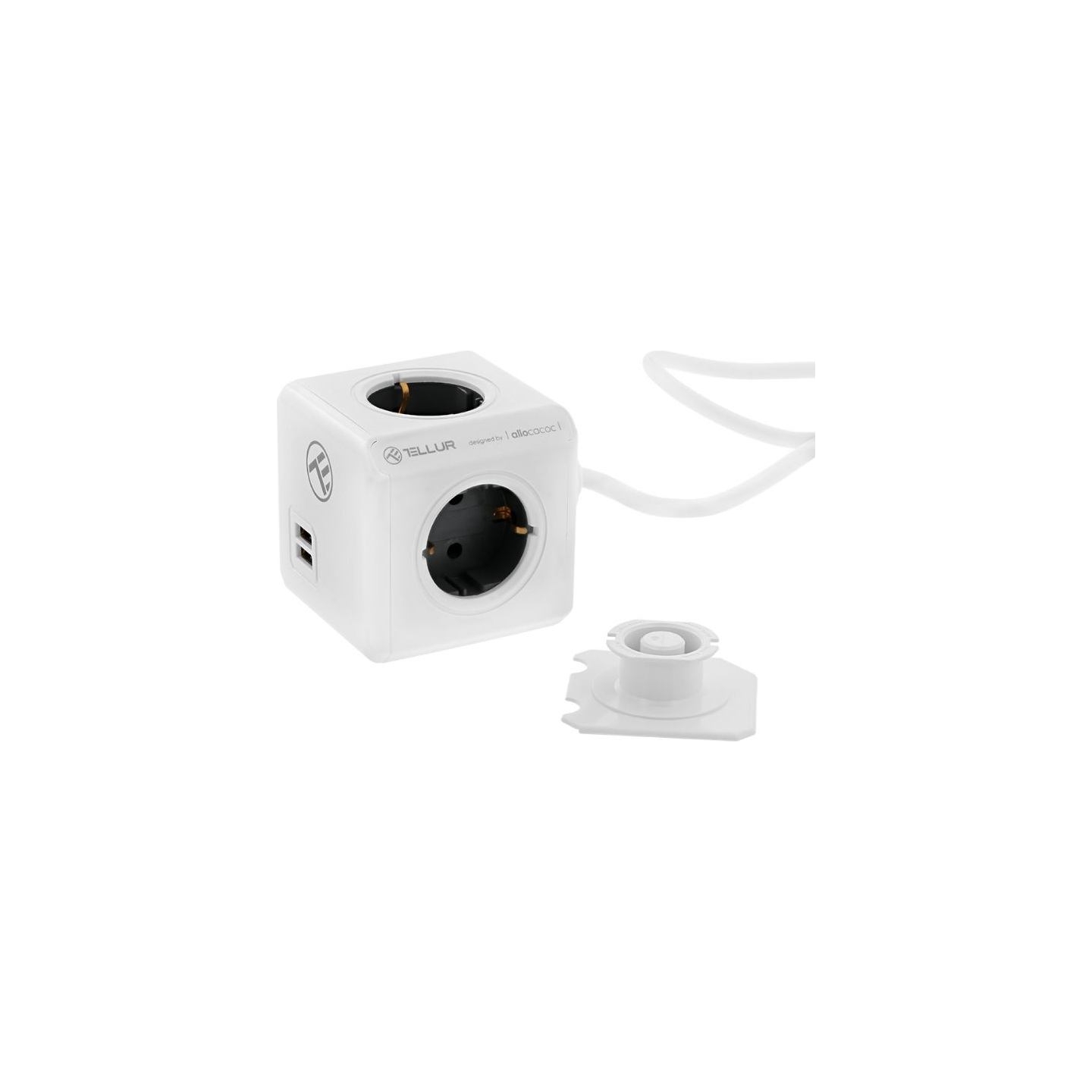 Tellur Power Cube Extended, Power strip 4 Outlets + 2xUSB ports, 1.5m cable white