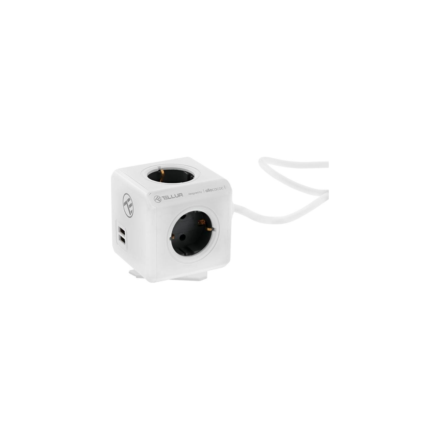 Tellur Power Cube Extended, Power strip 4 Outlets + 2xUSB ports, 1.5m cable white