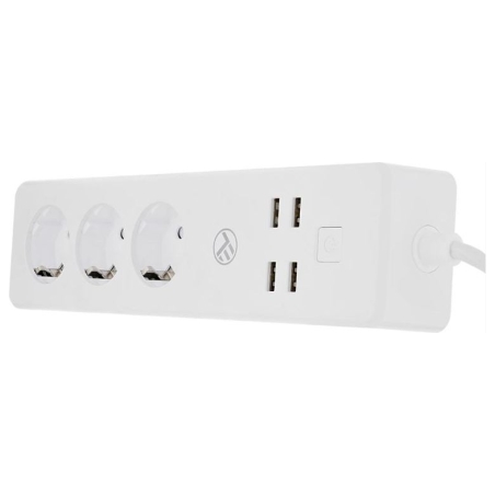 Tellur WiFi Power Strip, 3 Outlets, 4*USB 4A, 2200W, 10A, 1.8m
