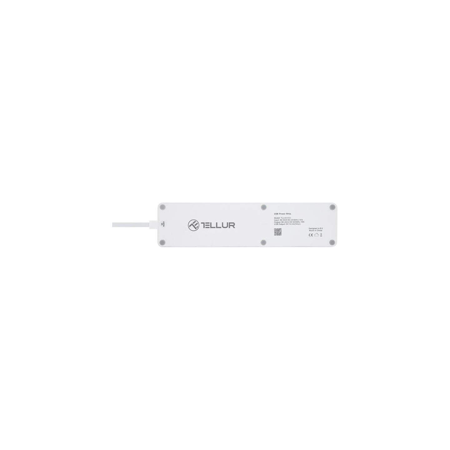 Tellur WiFi Power Strip, 3 Outlets, 4*USB 4A, 2200W, 10A, 1.8m