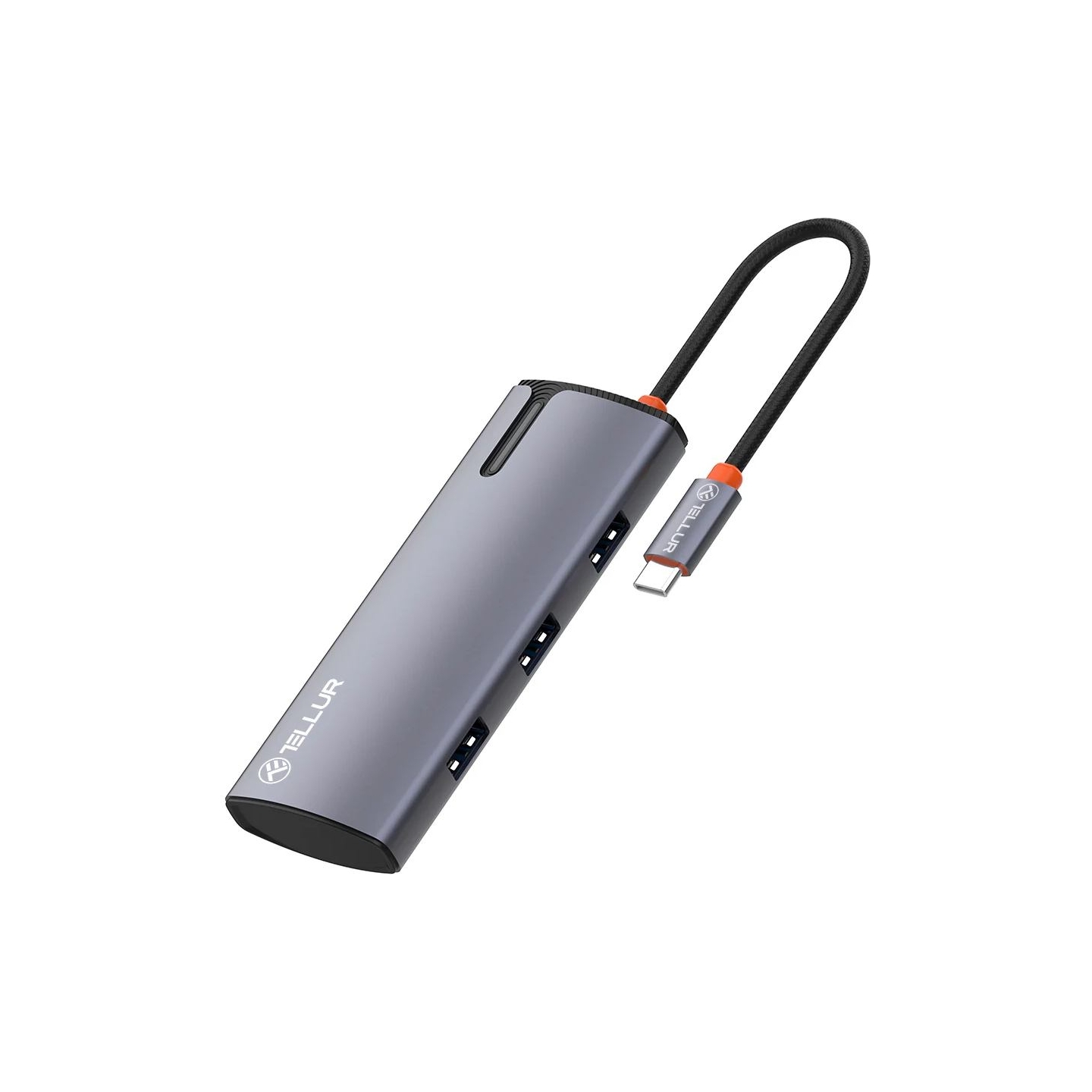 Tellur USB-C hub, PD 3.0 100W, HDMI, 3xUSB 3.0 grey