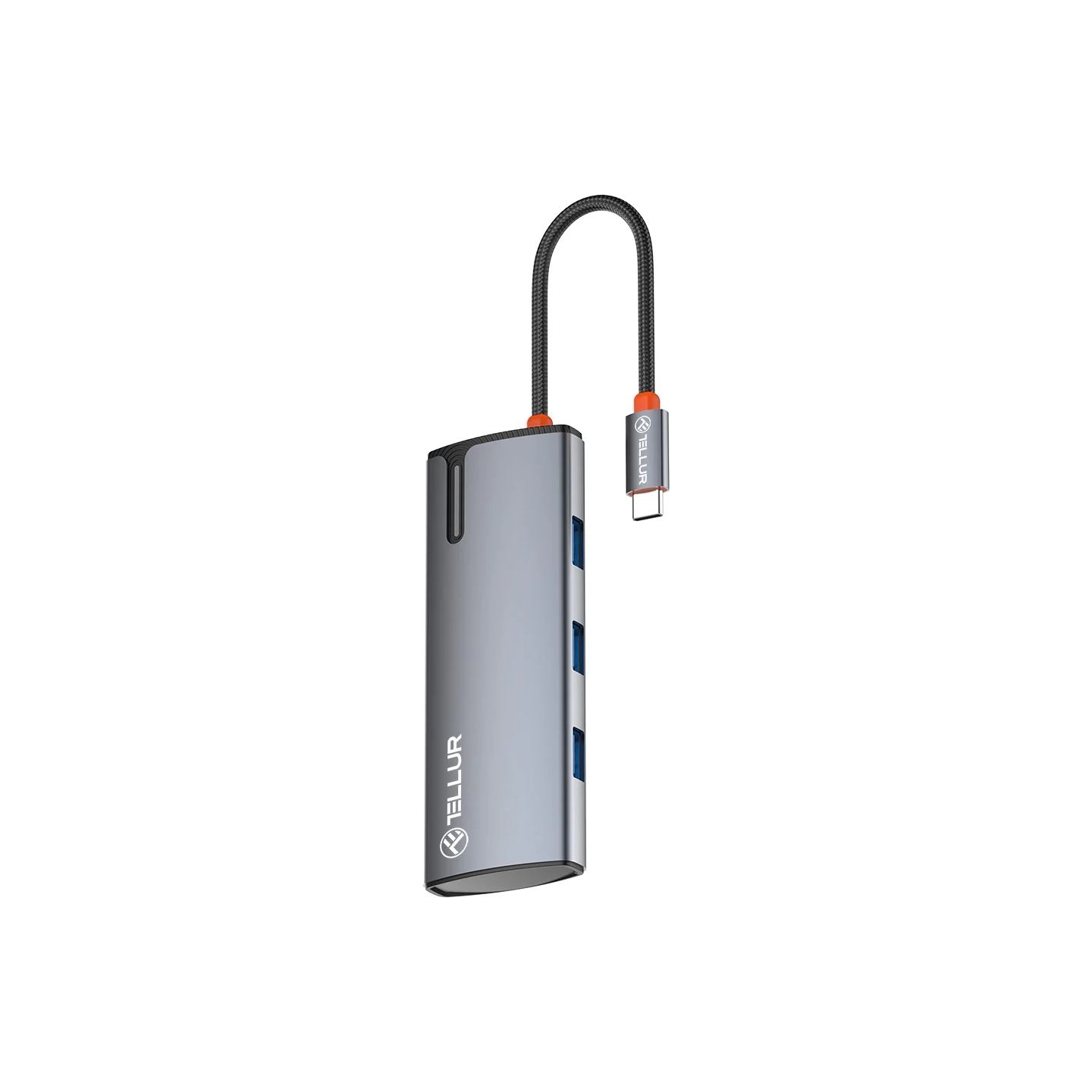 Tellur USB-C hub, PD 3.0 100W, HDMI, 3xUSB 3.0 grey
