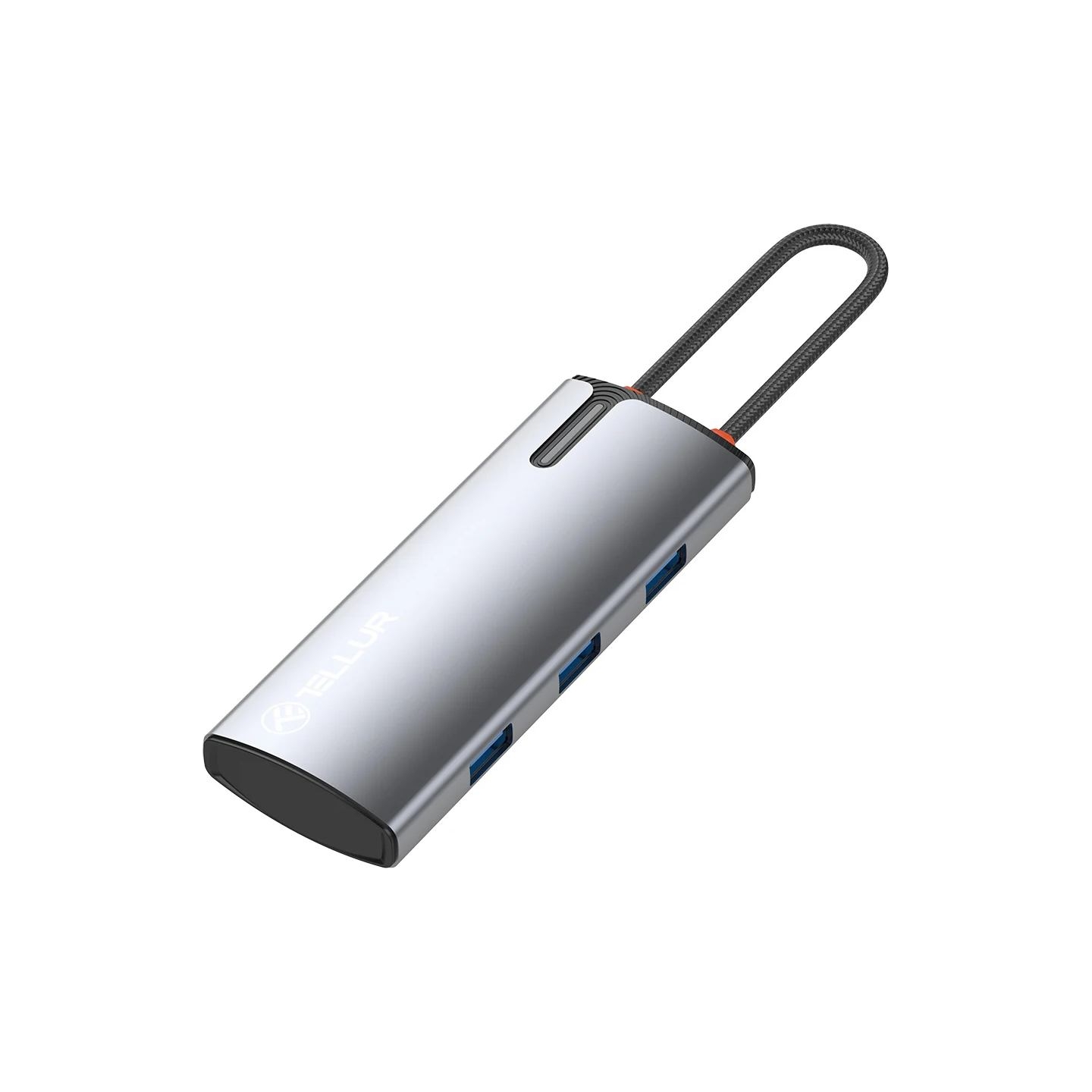 Tellur USB-C hub, PD 3.0 100W, HDMI, 3xUSB 3.0 grey