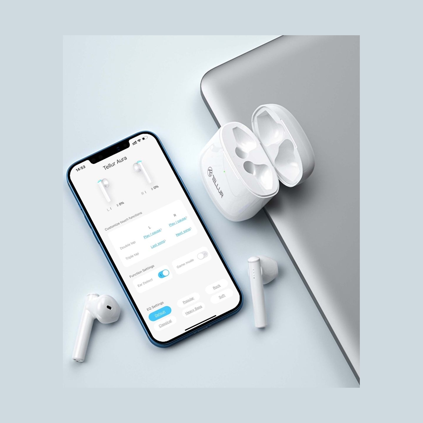 Tellur Aura True Wireless Earphones APP White