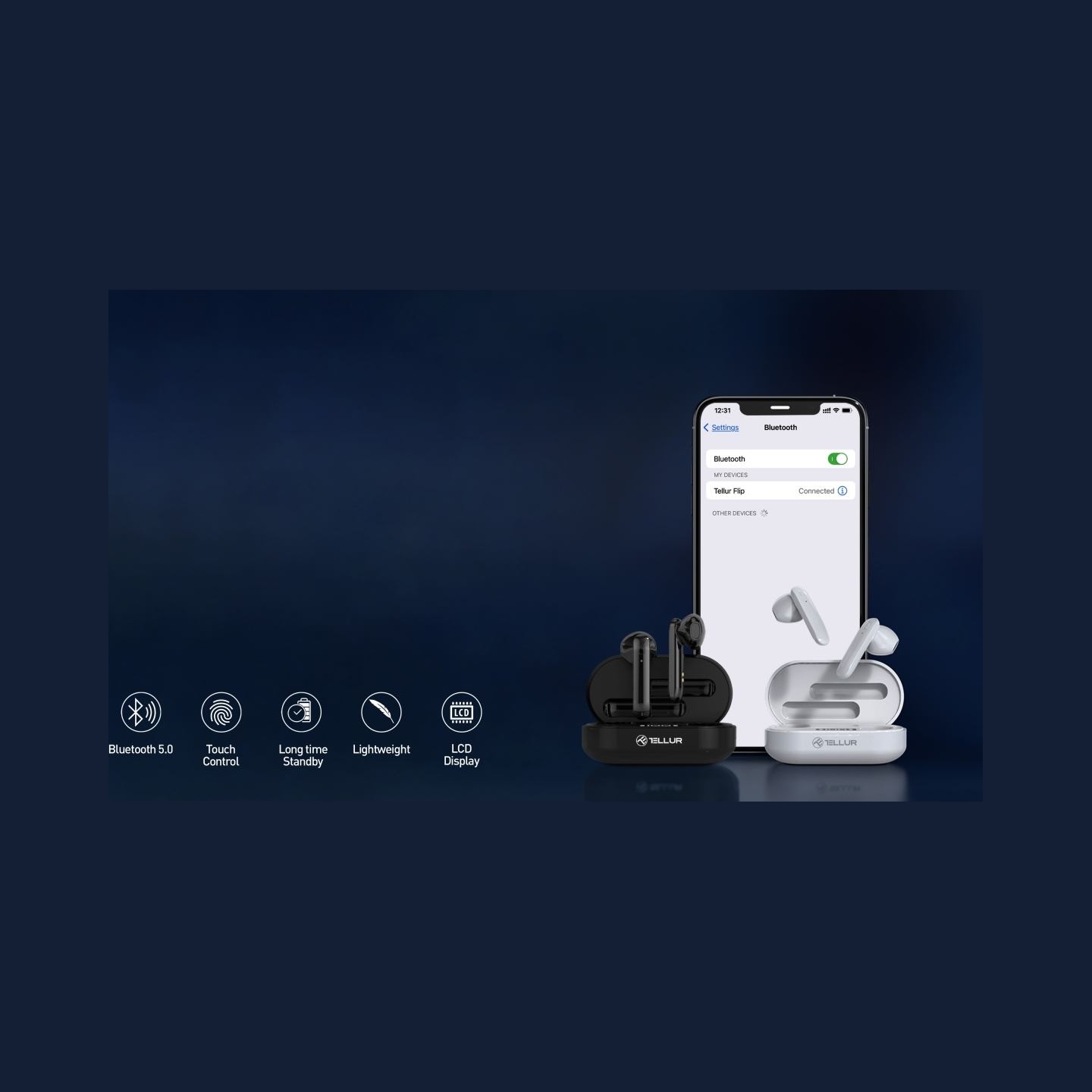 Tellur Flip True Wireless Earphones White