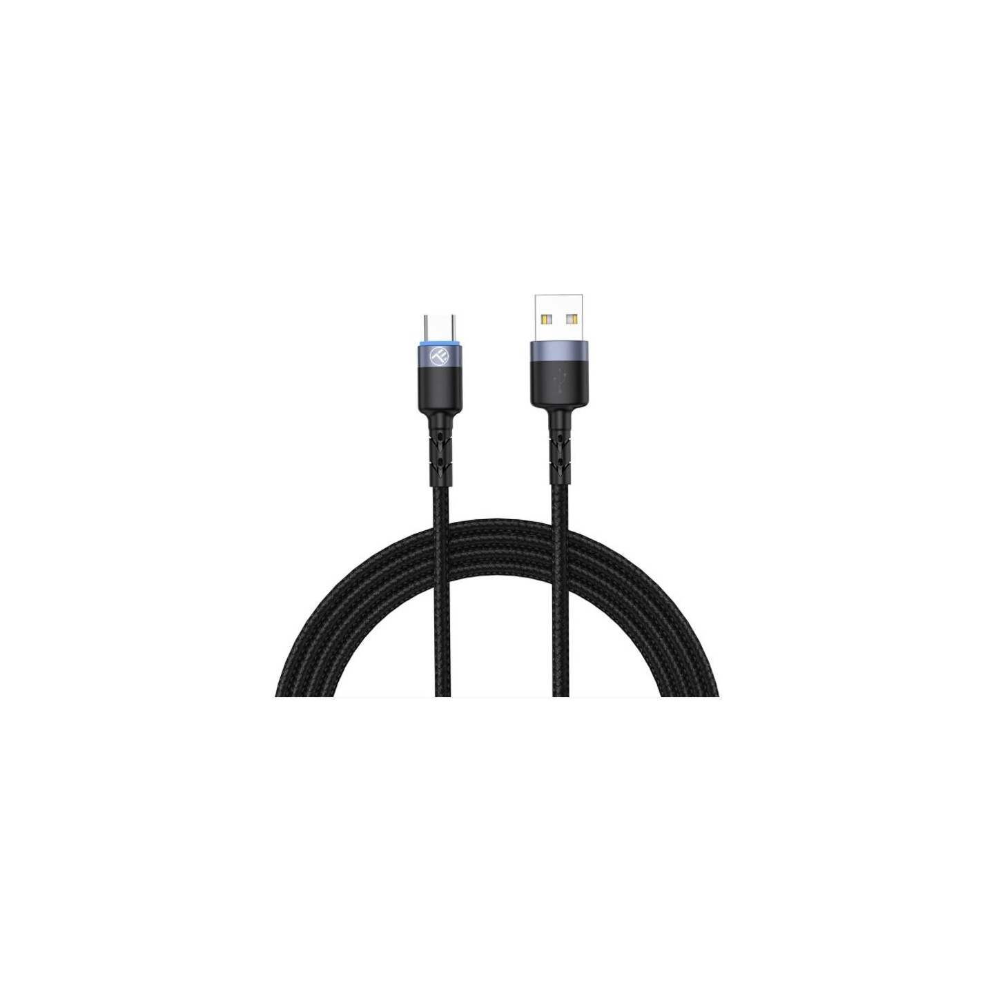 Tellur Data Cable USB to Type-C LED Nylon Braided 1.2m Black