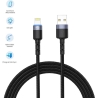 Tellur Data cable USB to Lightning LED, Nylon Braided, 1.2m black