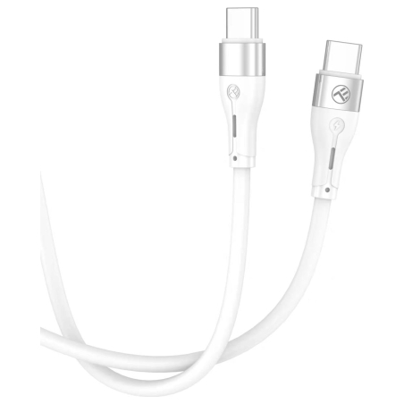 Tellur Silicone Type-C to Type-C Cable PD60W 1m White