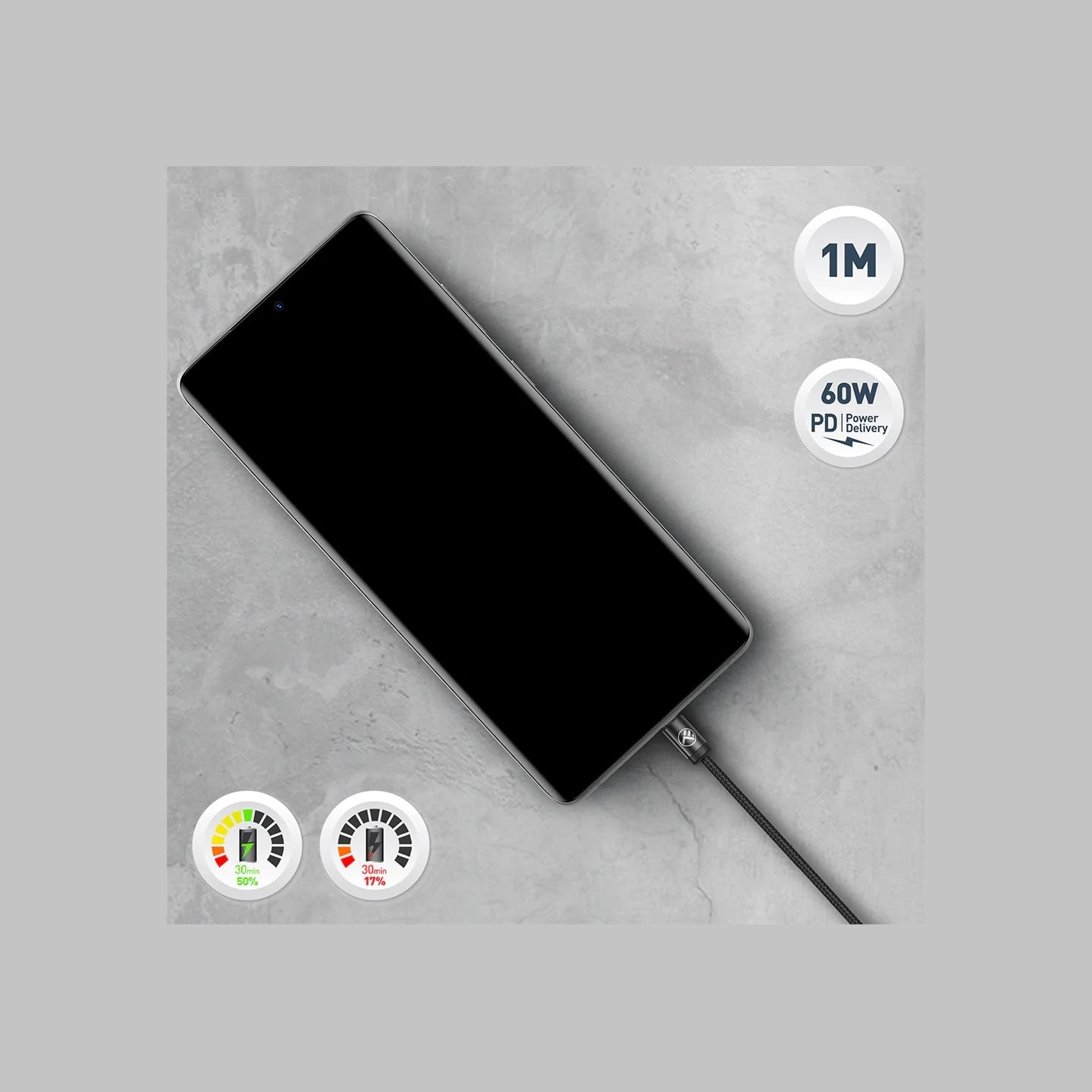 Tellur Minimalist USB-C to USB-C Cable 3A 1m Black