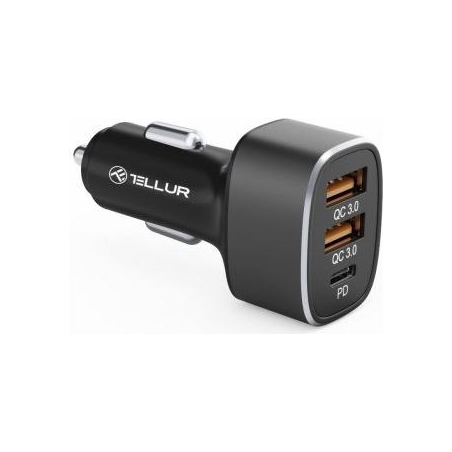 Tellur Car Charger FCC9, 56W, 9A (2XQC 3.0 + PD20W) black