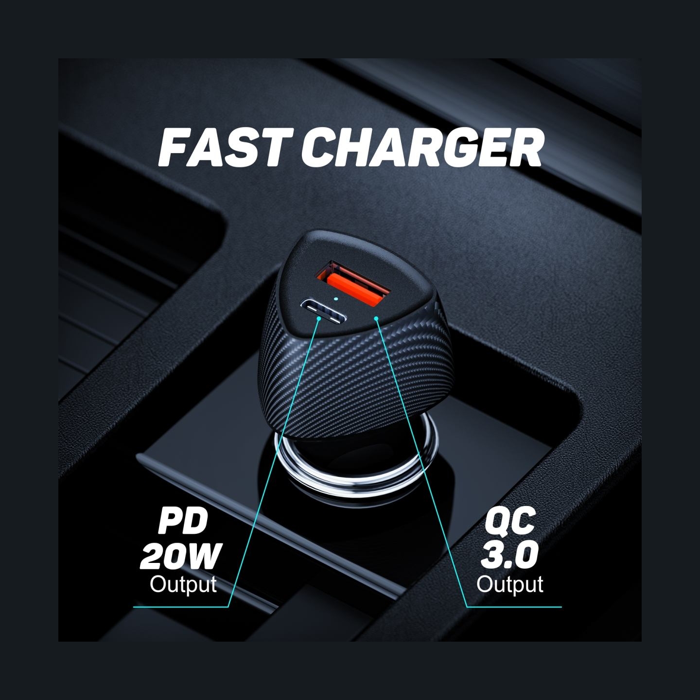 Tellur FCC10 car charger 38W, 6A (PD20W + QC3.0) black