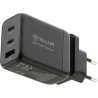 Tellur GaN 65W 3-port wall charger, 2xUSB-C + USB-A, EU,UK,US, black