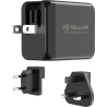 Tellur GaN 65W 3-port wall charger, 2xUSB-C + USB-A, EU,UK,US, black