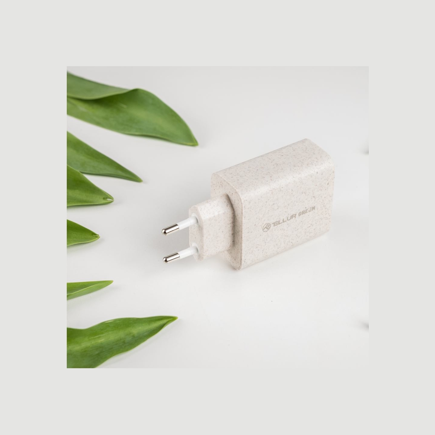 Tellur Green 38W dual port charger Type-C PD20W + USB QC3.0, cream
