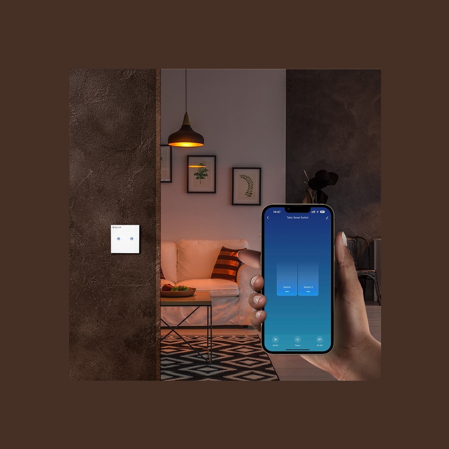 Tellur Smart WiFi switch, SS2N 2 port 1800W 10A