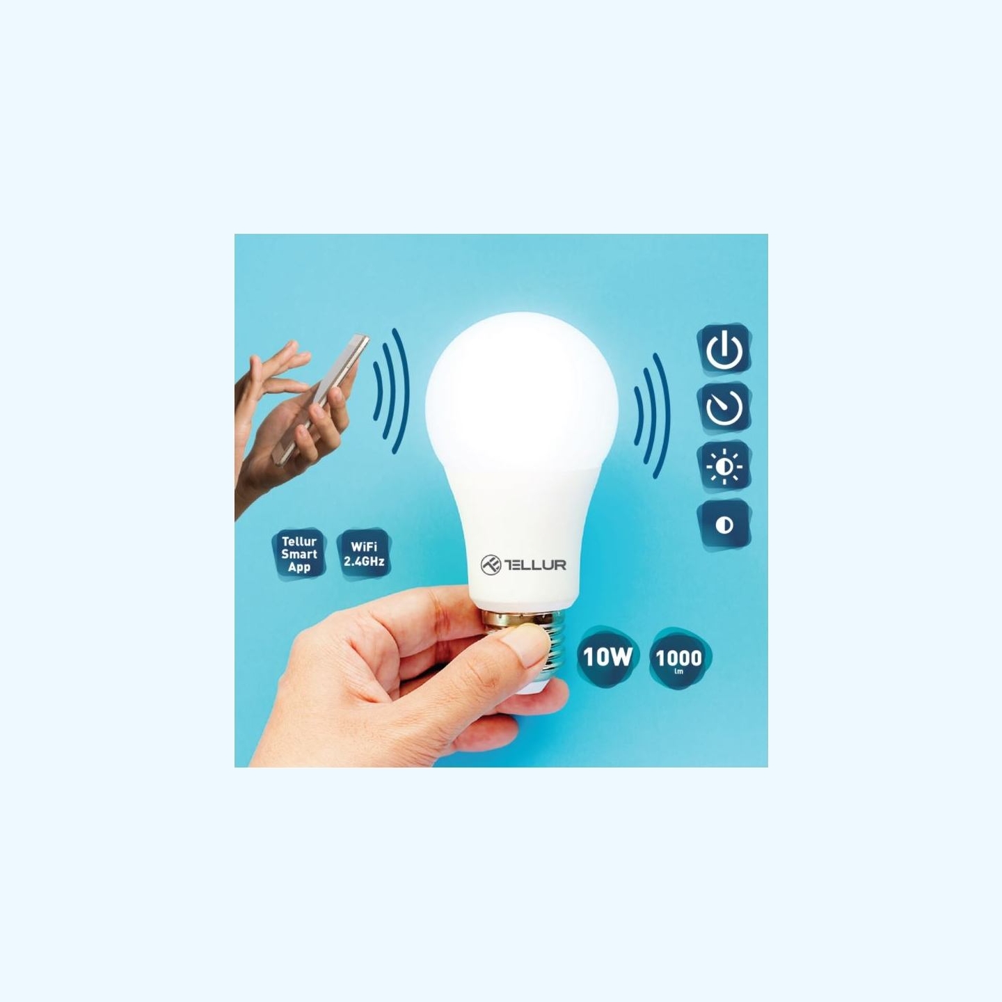 Tellur WiFi Smart Bulb E27, 10W White/Warm, Dimmer