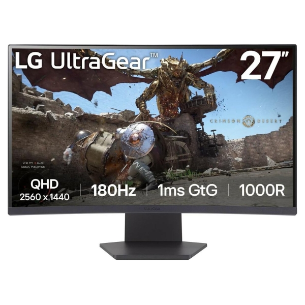 LG LCD Monitor|LG|27GS60QC-B|27"|Gaming/Curved|Panel VA|2560x1440|16:9|180 Hz|Matte|1 ms|Tilt|Colour Black|27GS60QC-B