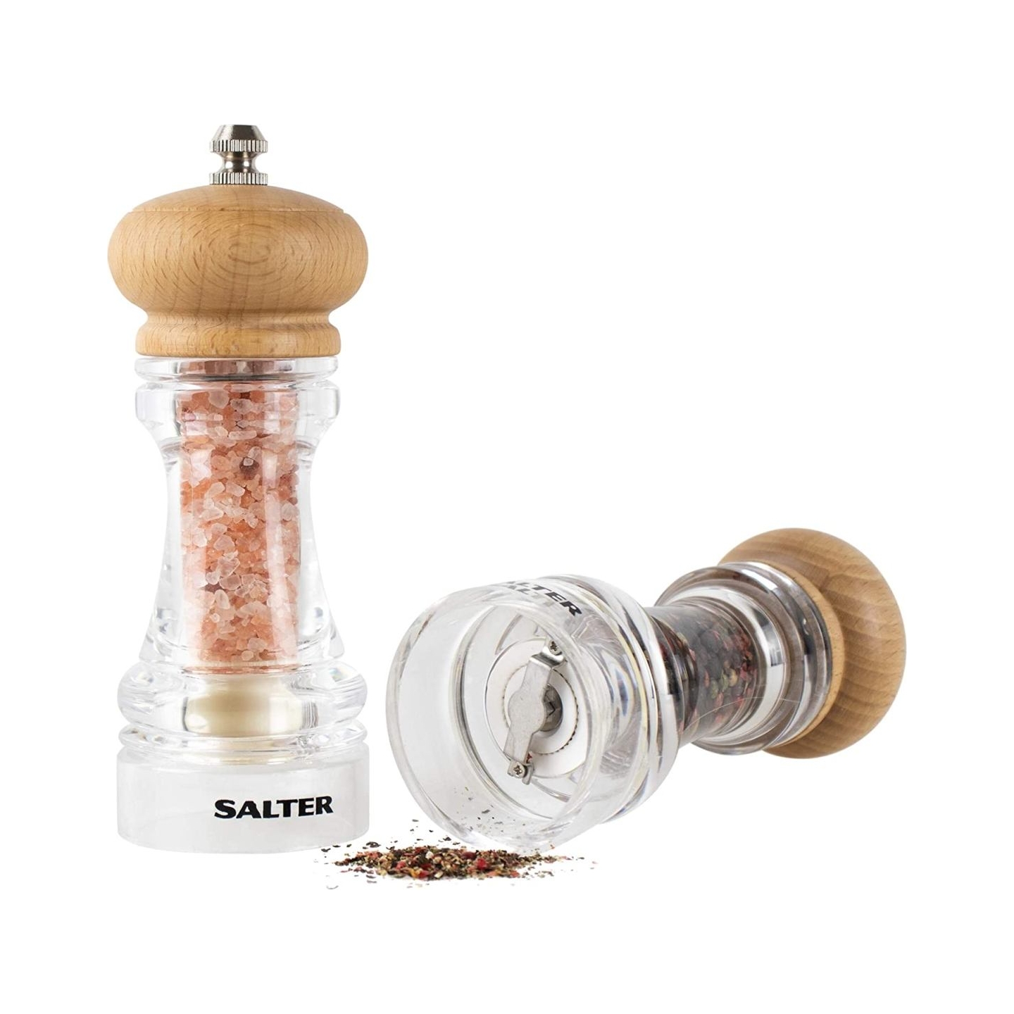 Salter 7607 WDXR Beech Wood Mills Twin