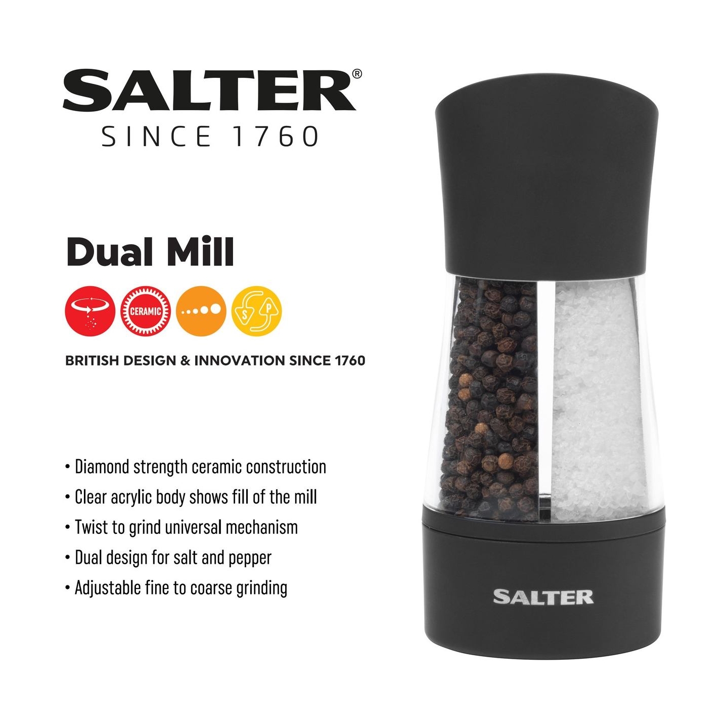 Salter 7612 BKXRAUP Dual Mechanical Mill