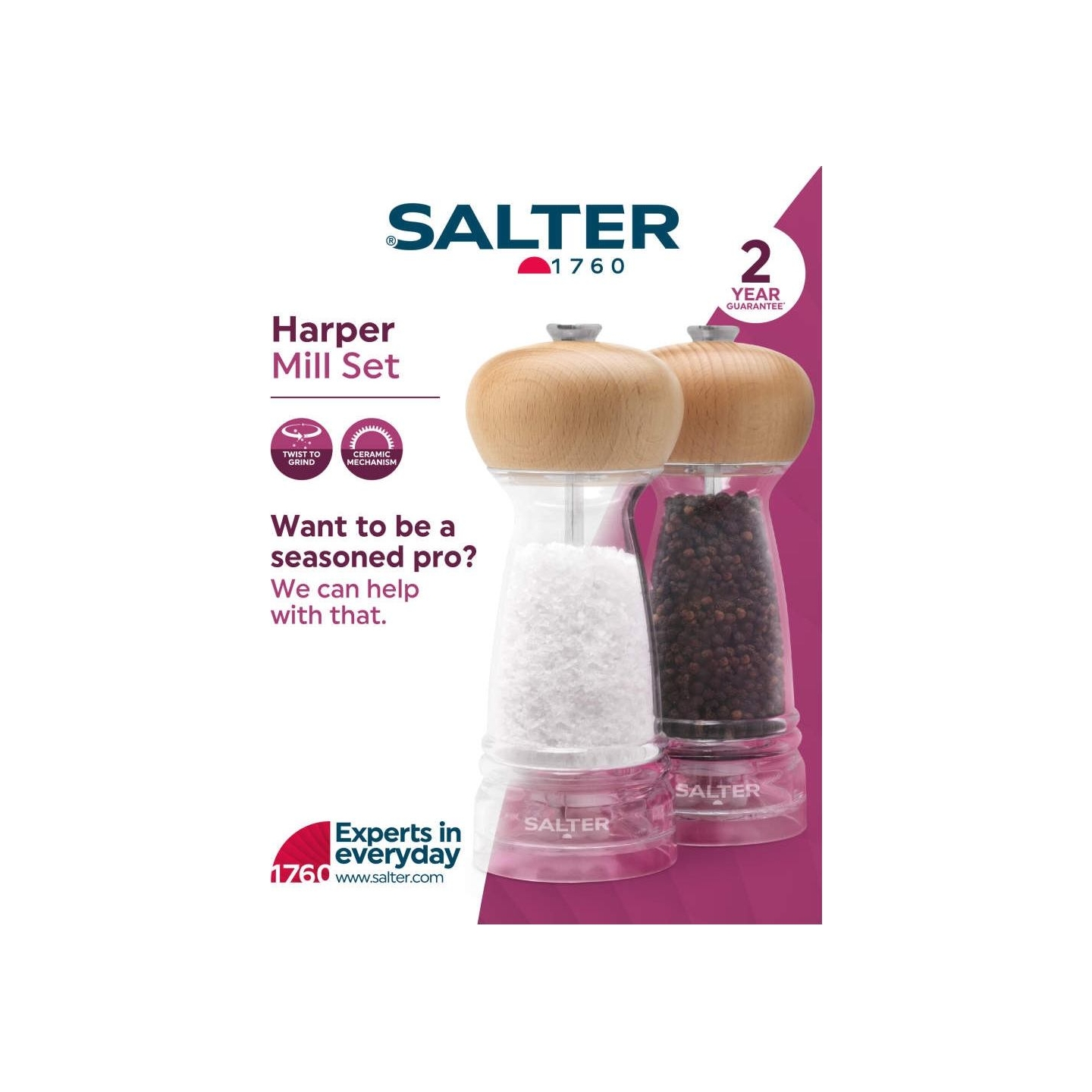Salter BW12949BEU7 Harper Mill Set Beechwood