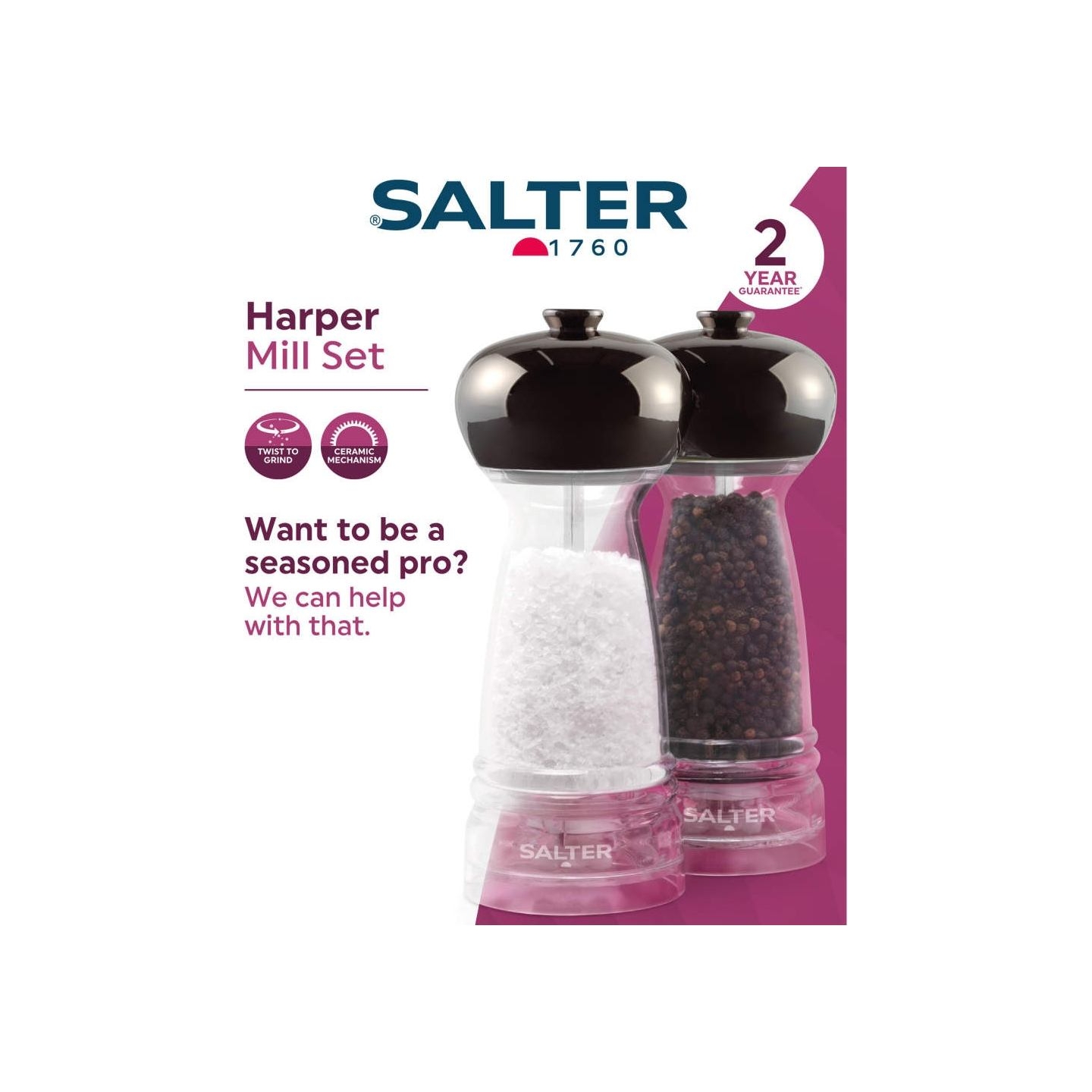 Salter BW12949GEU7 Harper Mill Set Clear/Grey