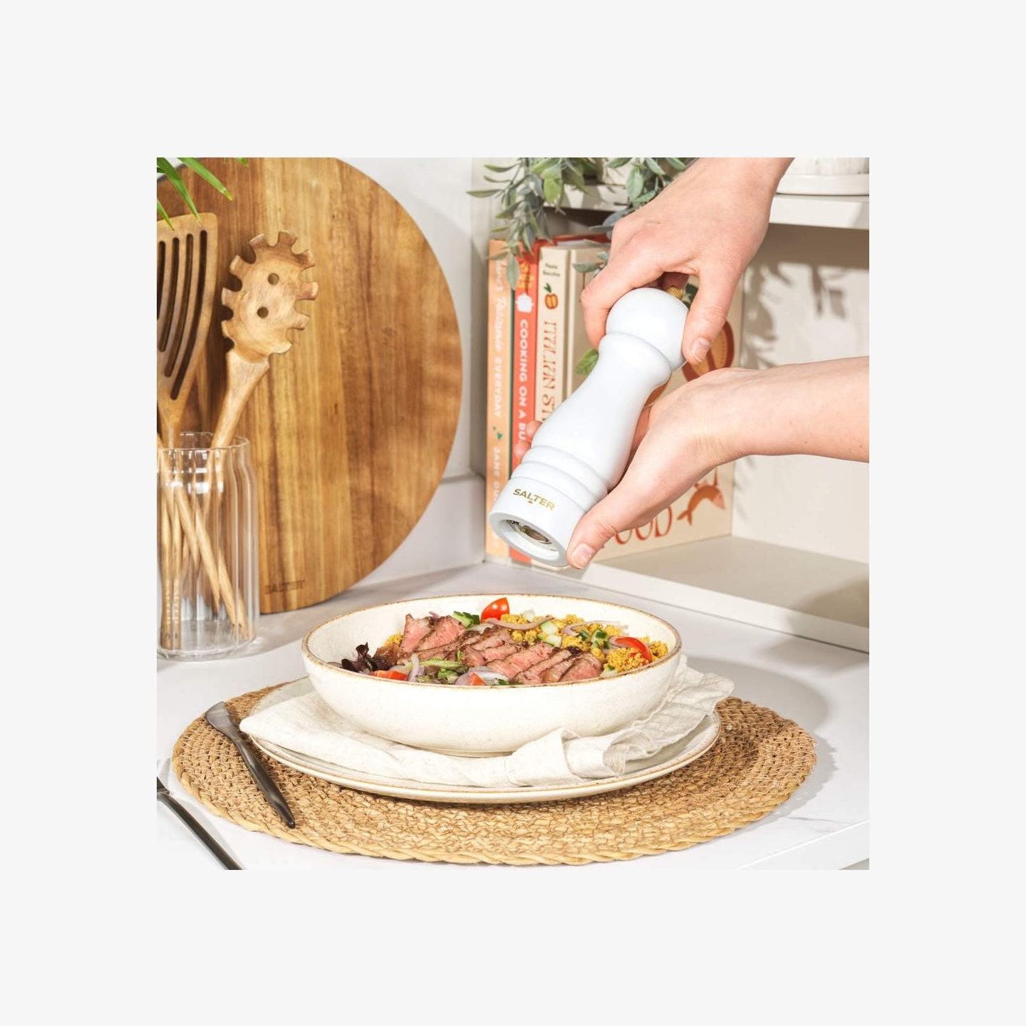 Salter BW120291EU7 Olea Salt & Pepper Mill Light Grey