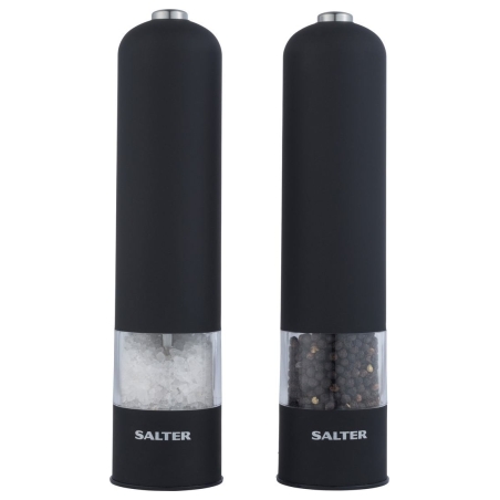 Salter 7524 BKXRUP3 Soft Touch Electric Mill Set, Matte Black