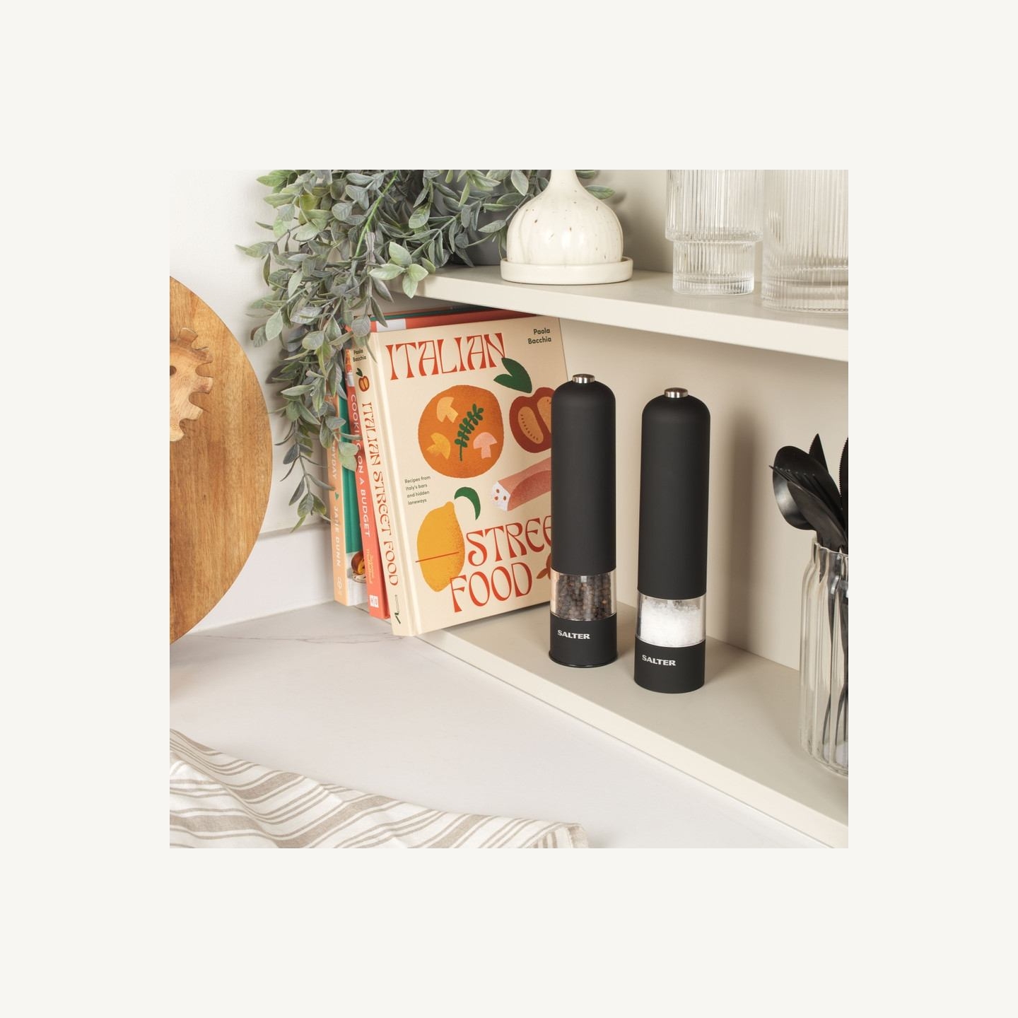 Salter 7524 BKXRUP3 Soft Touch Electric Mill Set, Matte Black
