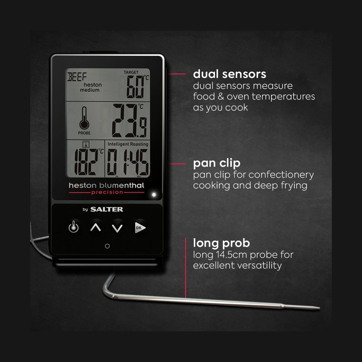 Salter 540A HBBKCR Heston Blumenthal Precision 5-in-1 Digital Cooking Thermometer