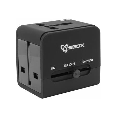 Sbox TA-23 Universal Travel Adapter with Dual USB Charger