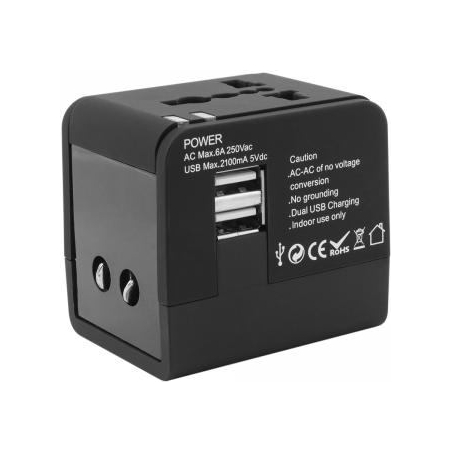 Sbox TA-23 Universal Travel Adapter with Dual USB Charger