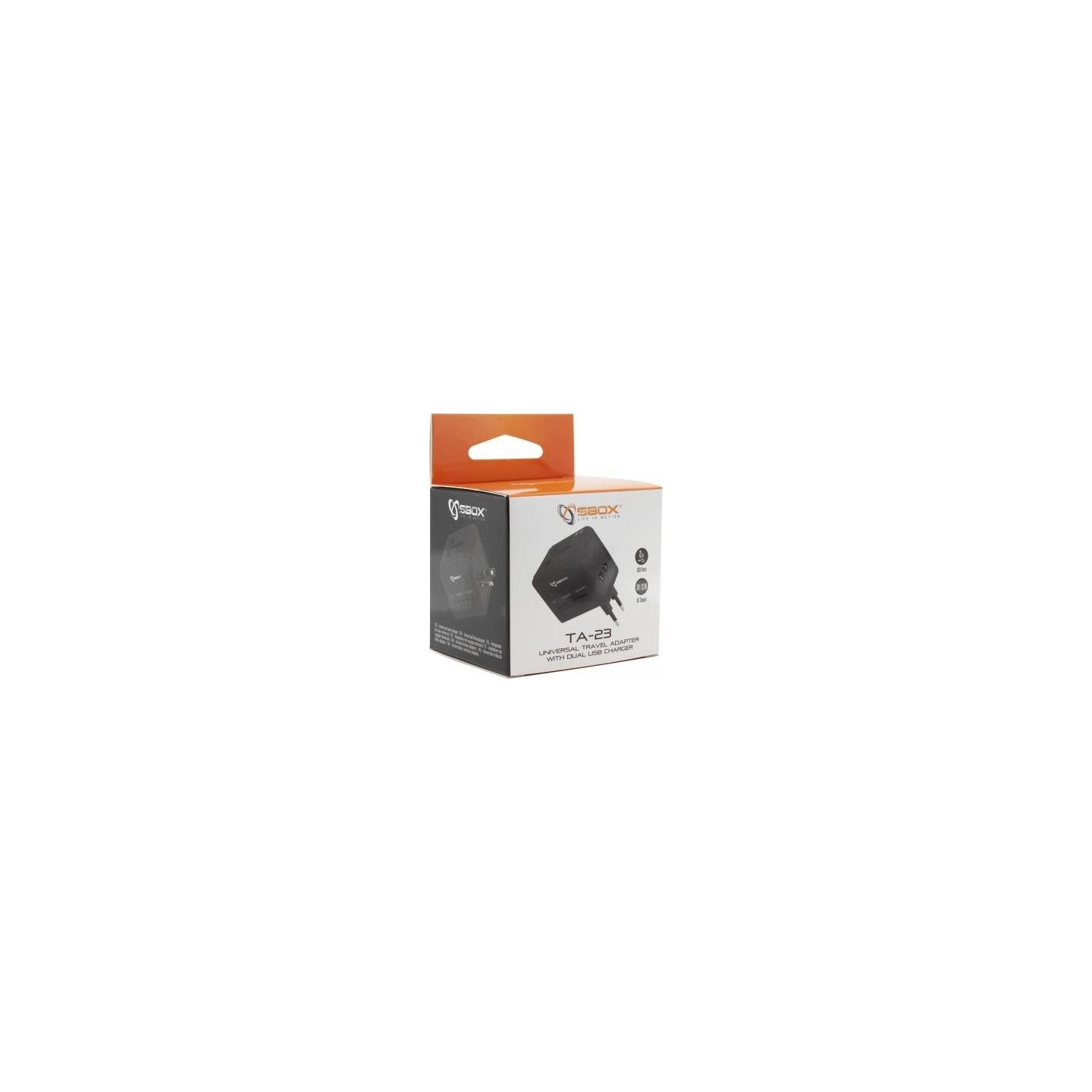 Sbox TA-23 Universal Travel Adapter with Dual USB Charger