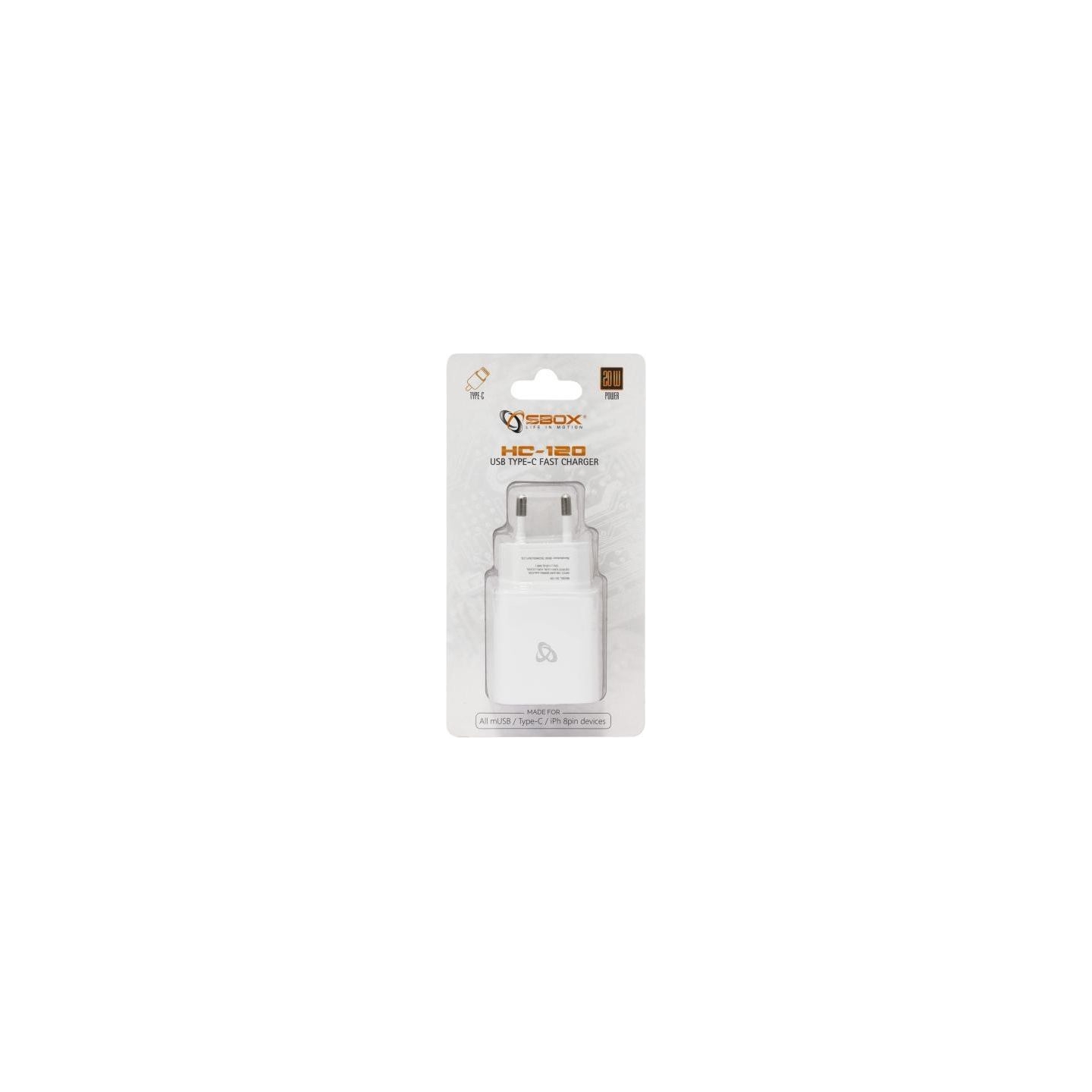 Sbox HC-120 USB Type-C home charger white