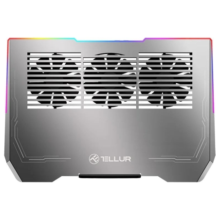 Tellur Cooler laptop Shade 17, 3 fans, RGB LED, USB, USB-C, Aluminum grey