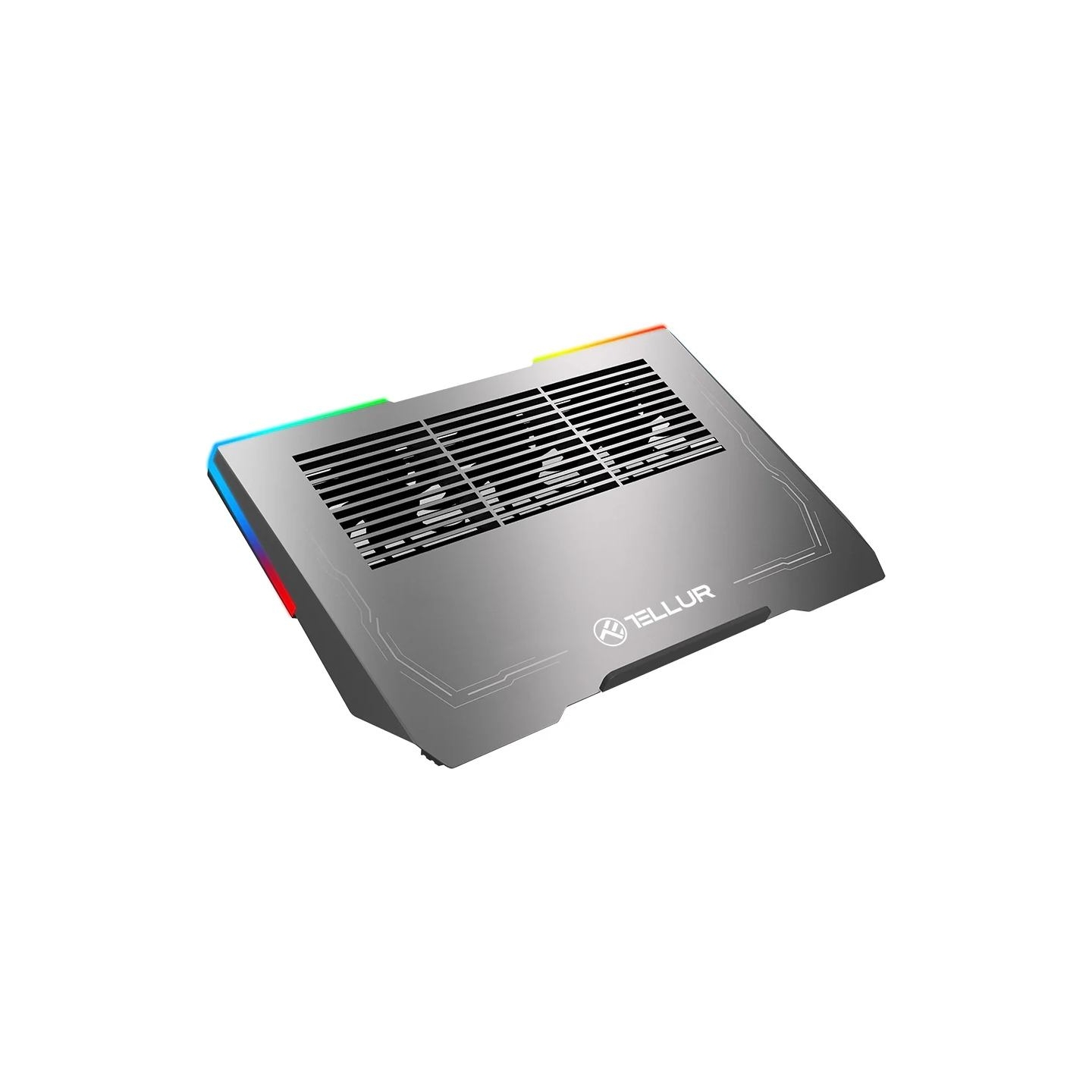 Tellur Cooler laptop Shade 17, 3 fans, RGB LED, USB, USB-C, Aluminum grey