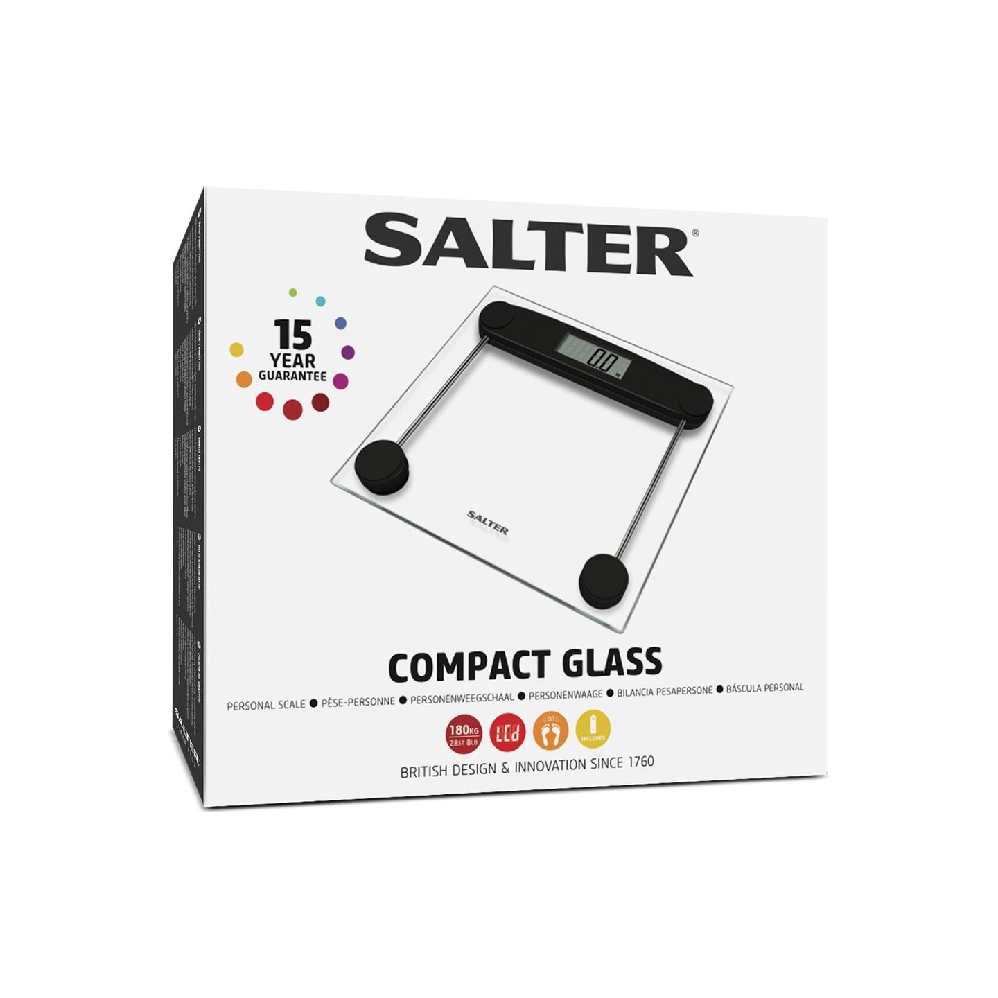 Salter 9208 BK3R Compact Glass Electronic Bathroom Scale