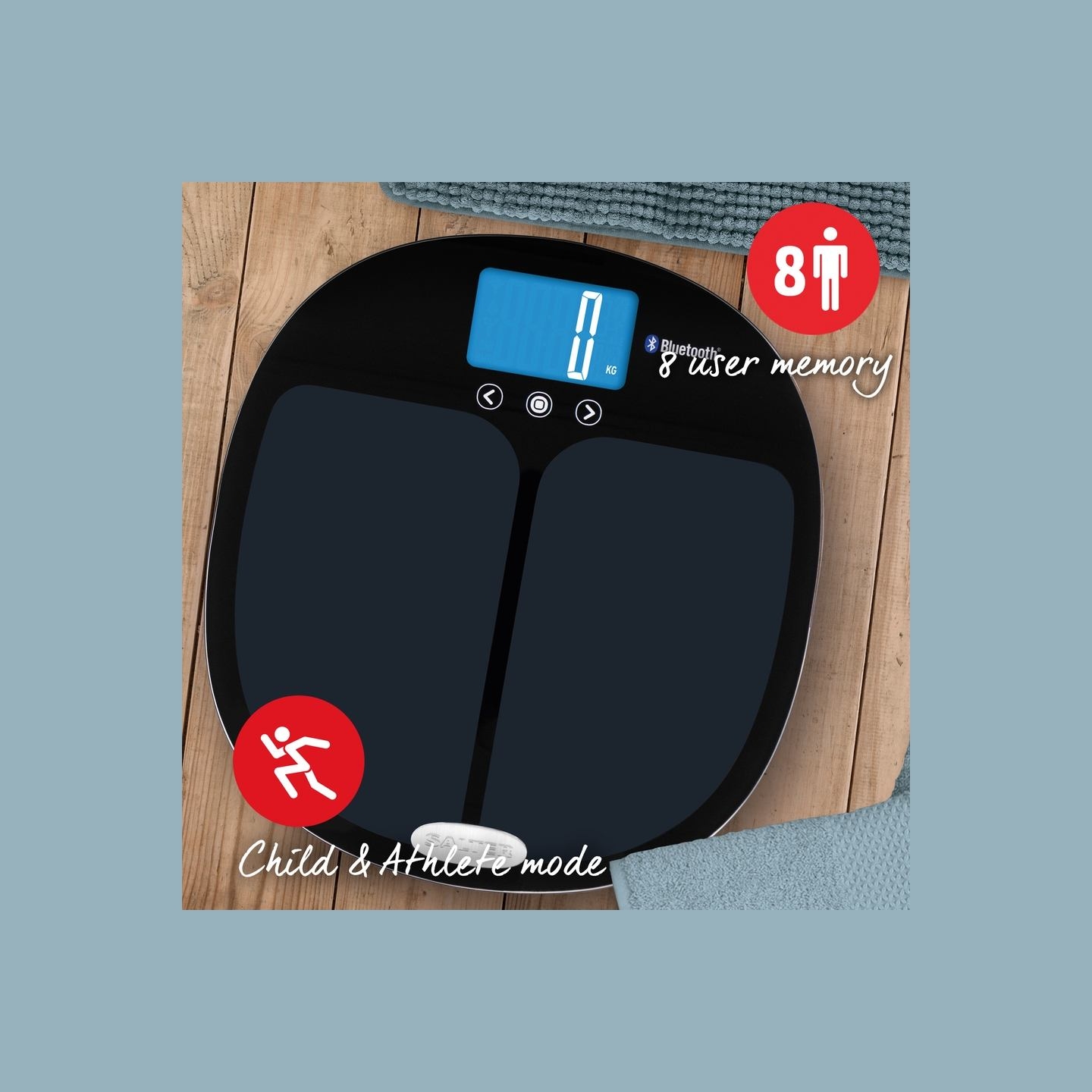 Salter 9192 BK3R Curve Bluetooth Smart Analyser Bathroom Scale black