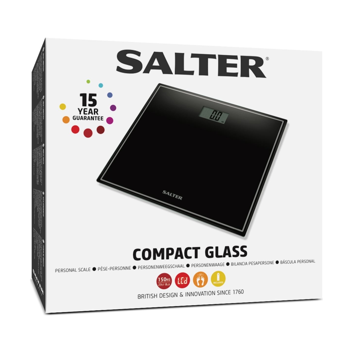 Salter 9207 BCFEU12  Compact Electronic Bathroom Scale - Black