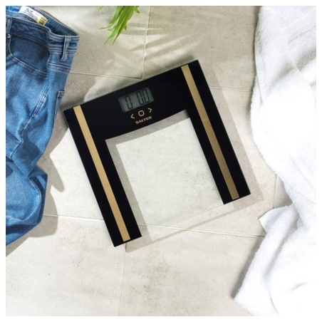 Salter SA00550BGCFAS Glass Analyser Bathroom Scale Black/Gold