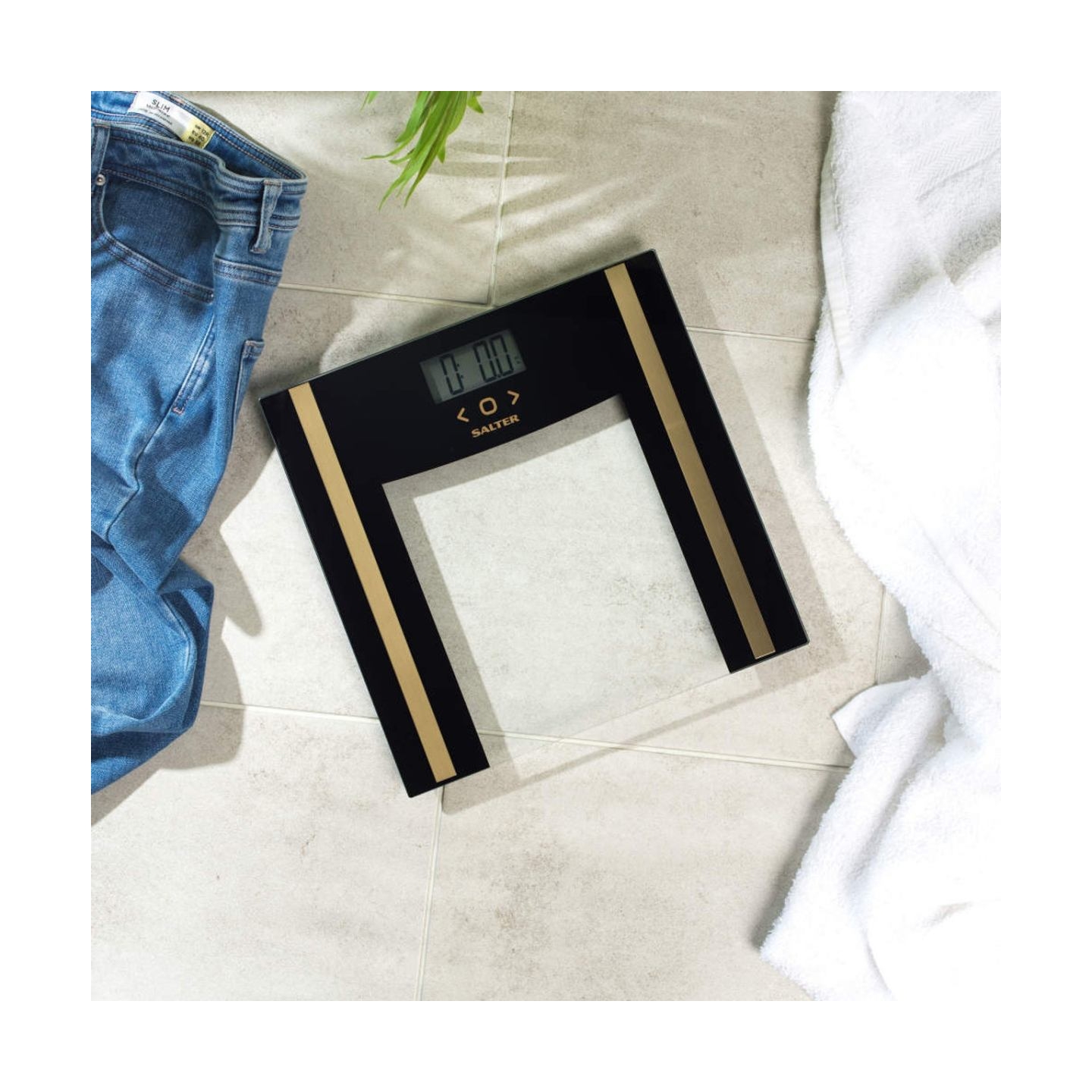 Salter SA00550BGCFAS Glass Analyser Bathroom Scale Black/Gold