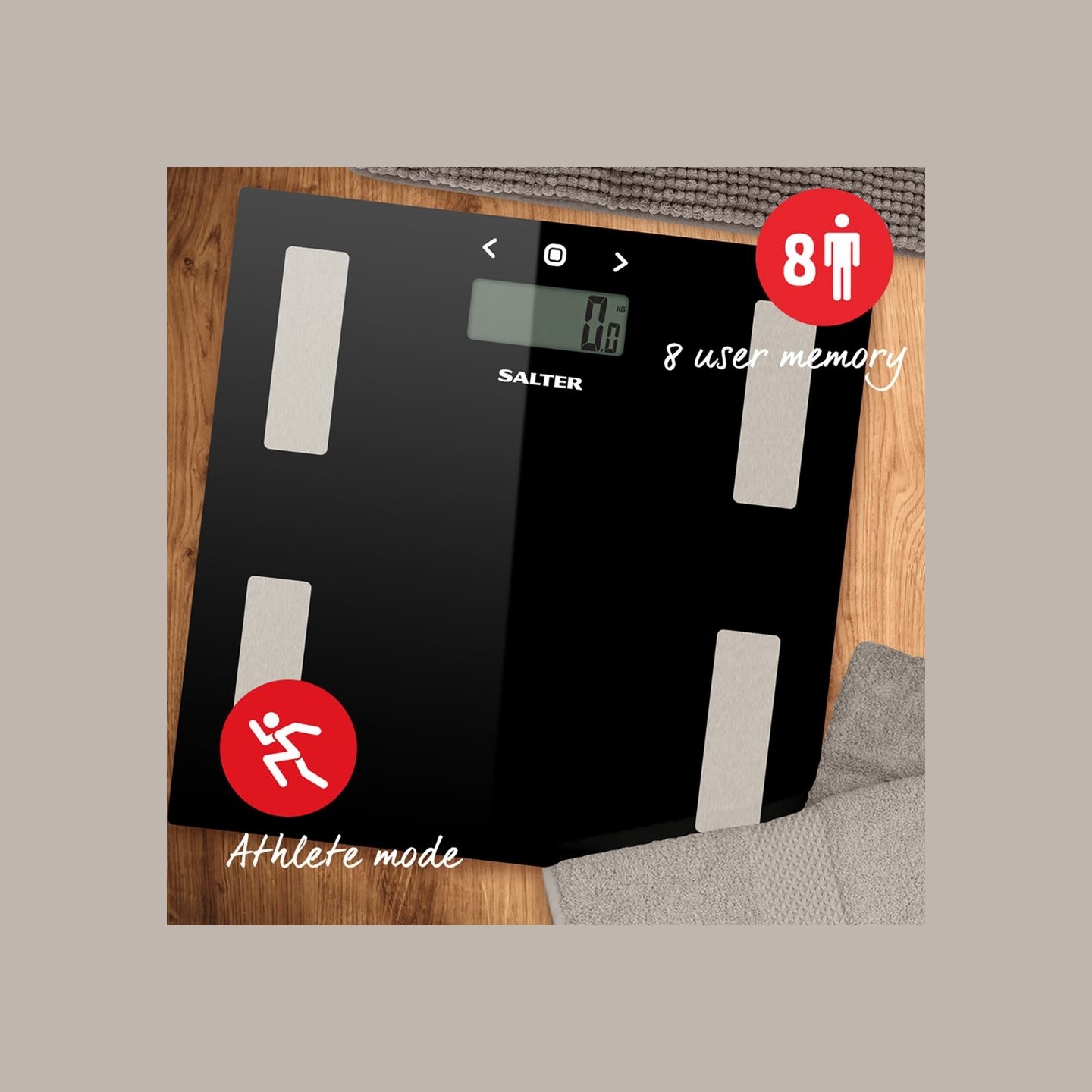 Salter 9150 BFEU12 Glass Analyser Bathroom Scales, Black