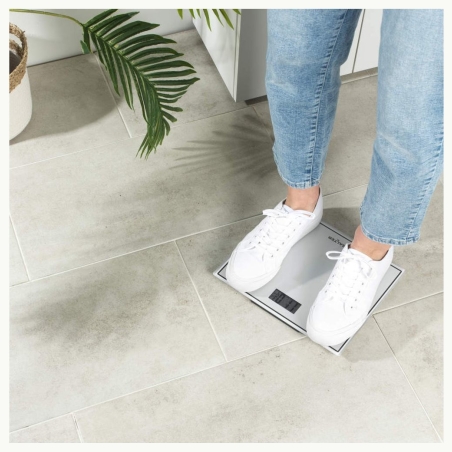Salter 9207 WHCFEU12 Compact Glass Electronic Bathroom Scale, White