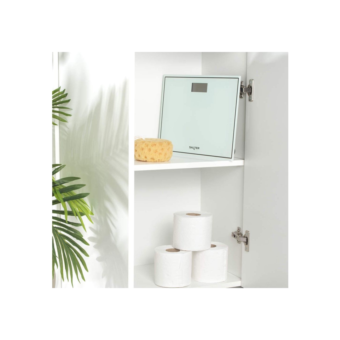 Salter 9207 WHCFEU12 Compact Glass Electronic Bathroom Scale, White